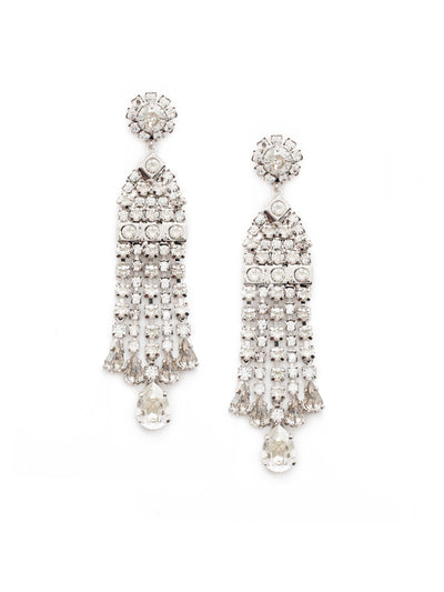Mila Statement Earrings - ESP6RHSSH - <p>The Mila Statement Earring has a classic chandelier look layered in round and teardrop crystals. From Sorrelli's Silver Shade collection in our Palladium Silver-tone finish.</p>