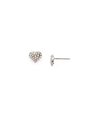 Mini Pave Heart Stud Earrings - ESP72PDCRY - <p>Heart shaped studs adorned with crystals. From Sorrelli's Crystal collection in our Palladium finish.</p>