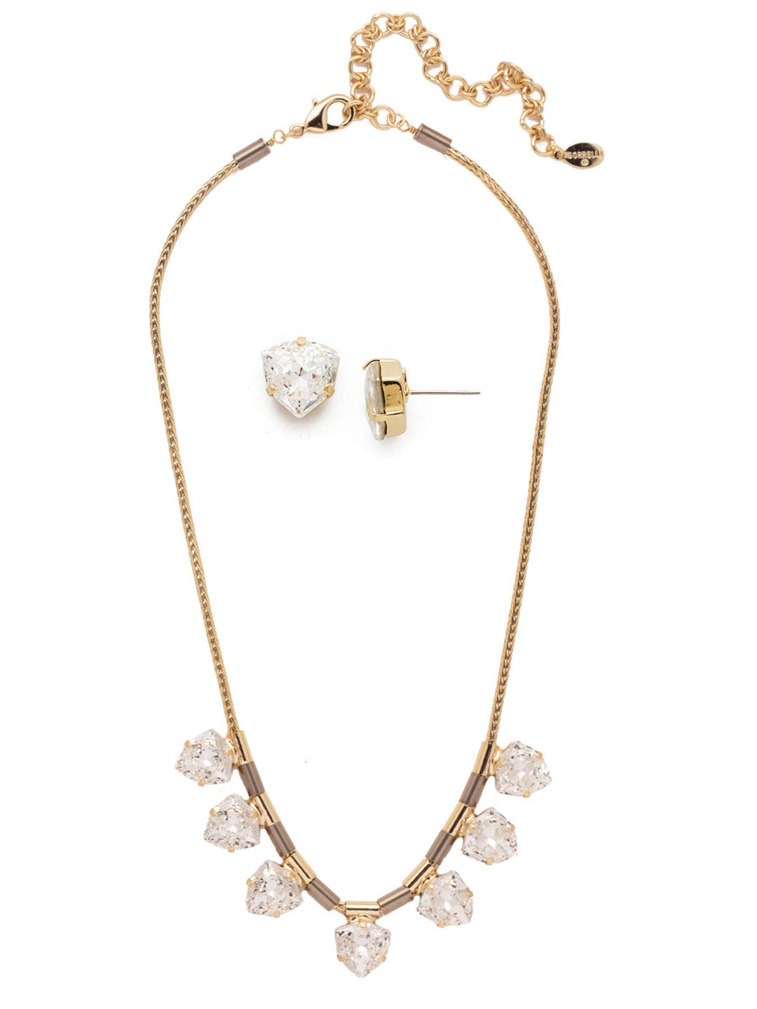 Stella Necklace/Earring Gift Set - GCT109BGCRY - <p>The Stella gift set include triangular trillion cut crystal in a bright gold finish in this necklace and earring gift set combo. From Sorrelli's Crystal collection in our Bright Gold-tone finish.</p>