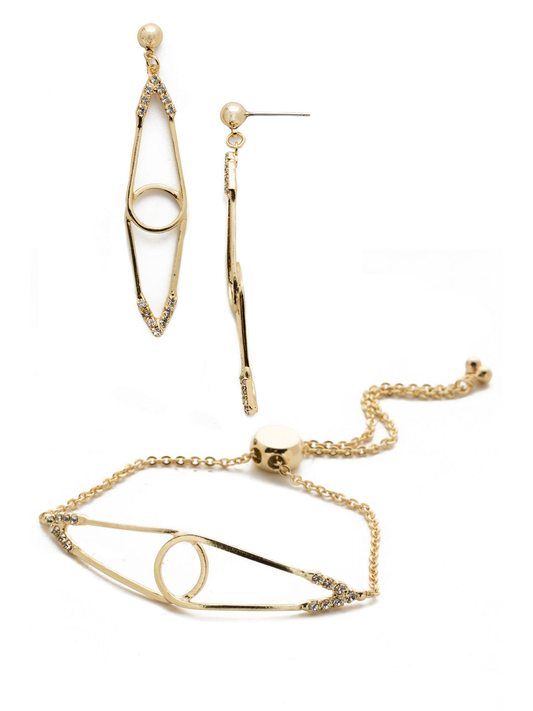 Discerning Eye Earrings/Bracelet Gift Set - GCT111BGCRY - <p>Discerning Eye gift set has a unique design with a hint of sparkle with crystal edges in this earring and bracelet set. From Sorrelli's Crystal collection in our Bright Gold-tone finish.</p>
