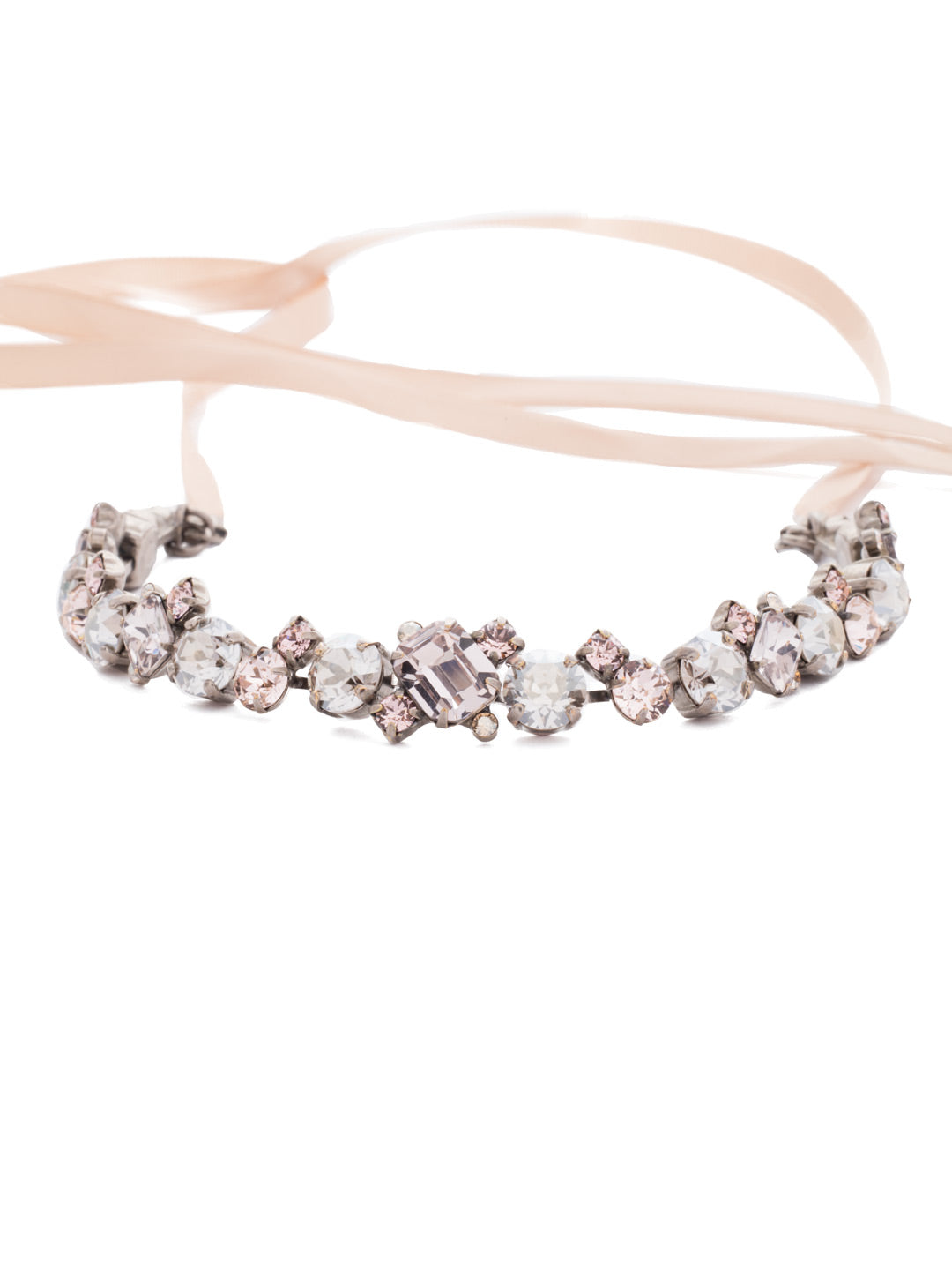Kiara Headband Other Accessory - HDZ2ASSRO - <p>A headband engulfed in geometric shaped crystals comes together perfectly with a beautful ribbon. From Sorrelli's Soft Rose collection in our Antique Silver-tone finish.</p>