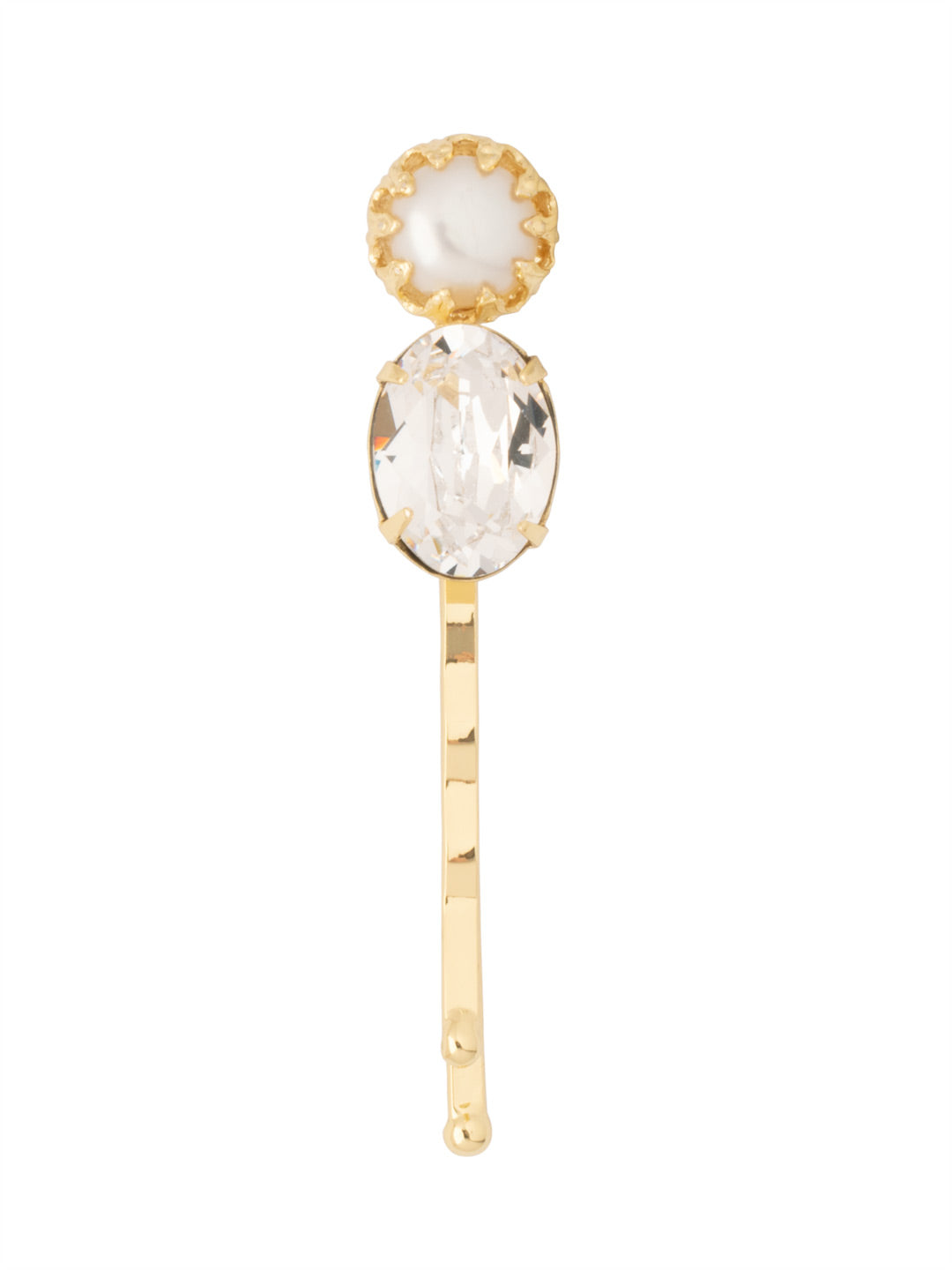 Quinn Hair Pin - HFL2BGMDP - <p>The Quinn Hair Pin features a single freshwater pearl and oval cut crystal on a sturdy bobby pin. From Sorrelli's Modern Pearl collection in our Bright Gold-tone finish.</p>