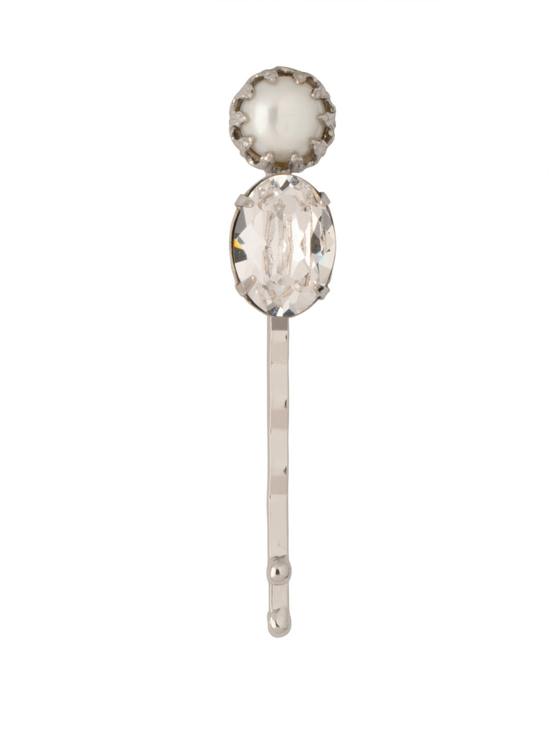 Quinn Hair Pin - HFL2PDMDP - <p>The Quinn Hair Pin features a single freshwater pearl and oval cut crystal on a sturdy bobby pin. From Sorrelli's Modern Pearl collection in our Palladium finish.</p>