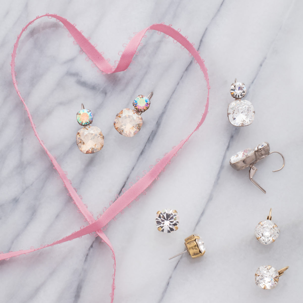 Cushion-Cut Dangle Earrings - EDL12AGCRY