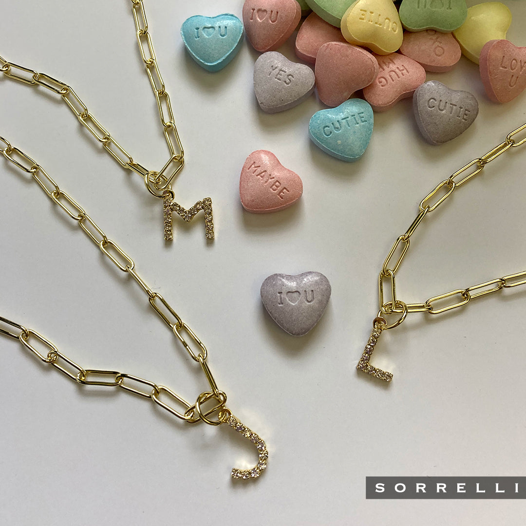 L Initial Paperclip Pendant Necklace - NFB12BGCRY