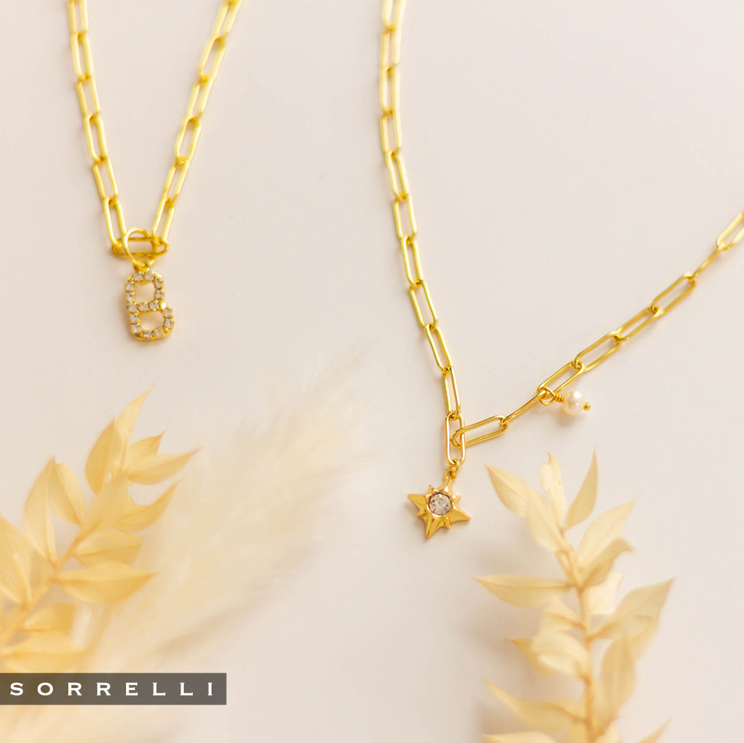 B Initial Paperclip Pendant Necklace - NFB2BGCRY