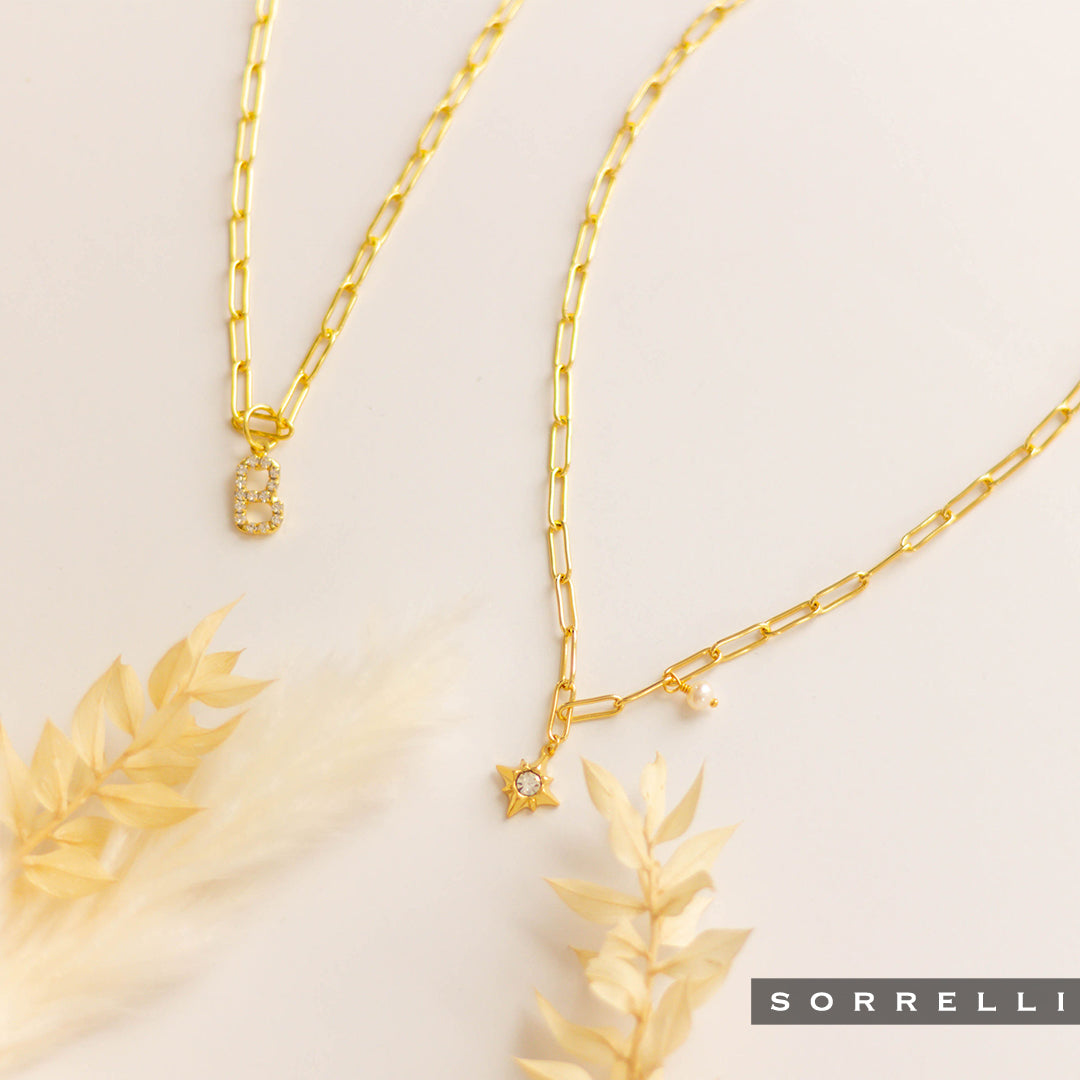 B Initial Paperclip Pendant Necklace - NFB2BGCRY