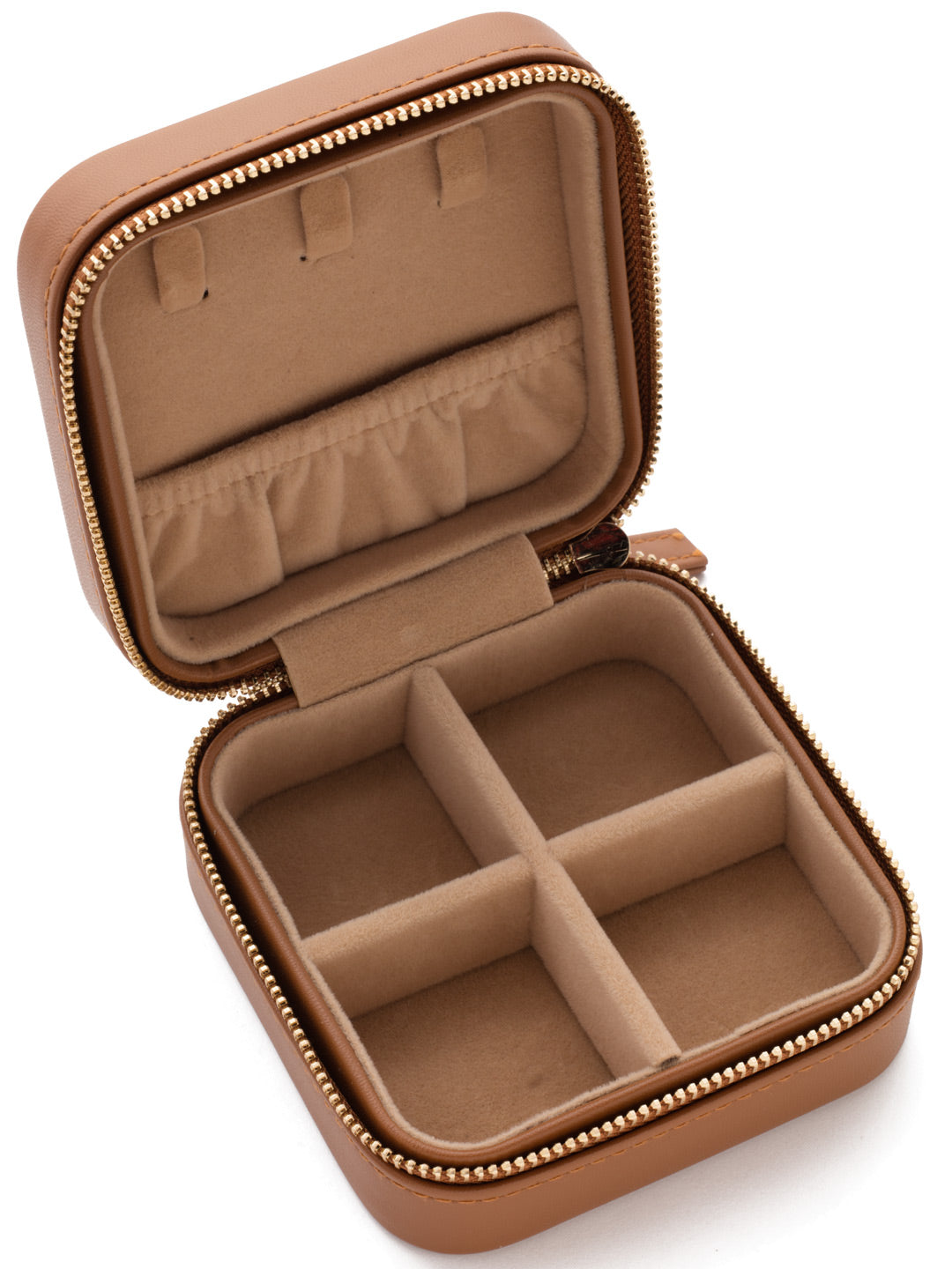 Emerson Jewelry Box - JET1VLCML - A compact travel jewelry box for all your Sorrelli jewelry. Perfect for storing necklaces, earrings, bracelets, and rings when on the go. From Sorrelli's Camel collection.