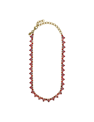 Luxe Lace Tennis Necklace - NAQ20AGCB - A tried and true classic! Our Luxe Lace Necklace features round crystals in a clover bezel, making it a Sorrelli must. From Sorrelli's Cranberry collection in our Antique Gold-tone finish.