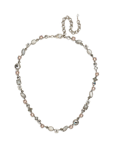 Classic Tee-Shirt Tennis Necklace - NAQ3ASSNB - Can't find anything to pair with your favorite tee? Look no further! Our Classic Tee-Shirt Necklace features multi-cut crystal and cabochon stones to give you the perfect casual sparkle. From Sorrelli's Snow Bunny collection in our Antique Silver-tone finish.