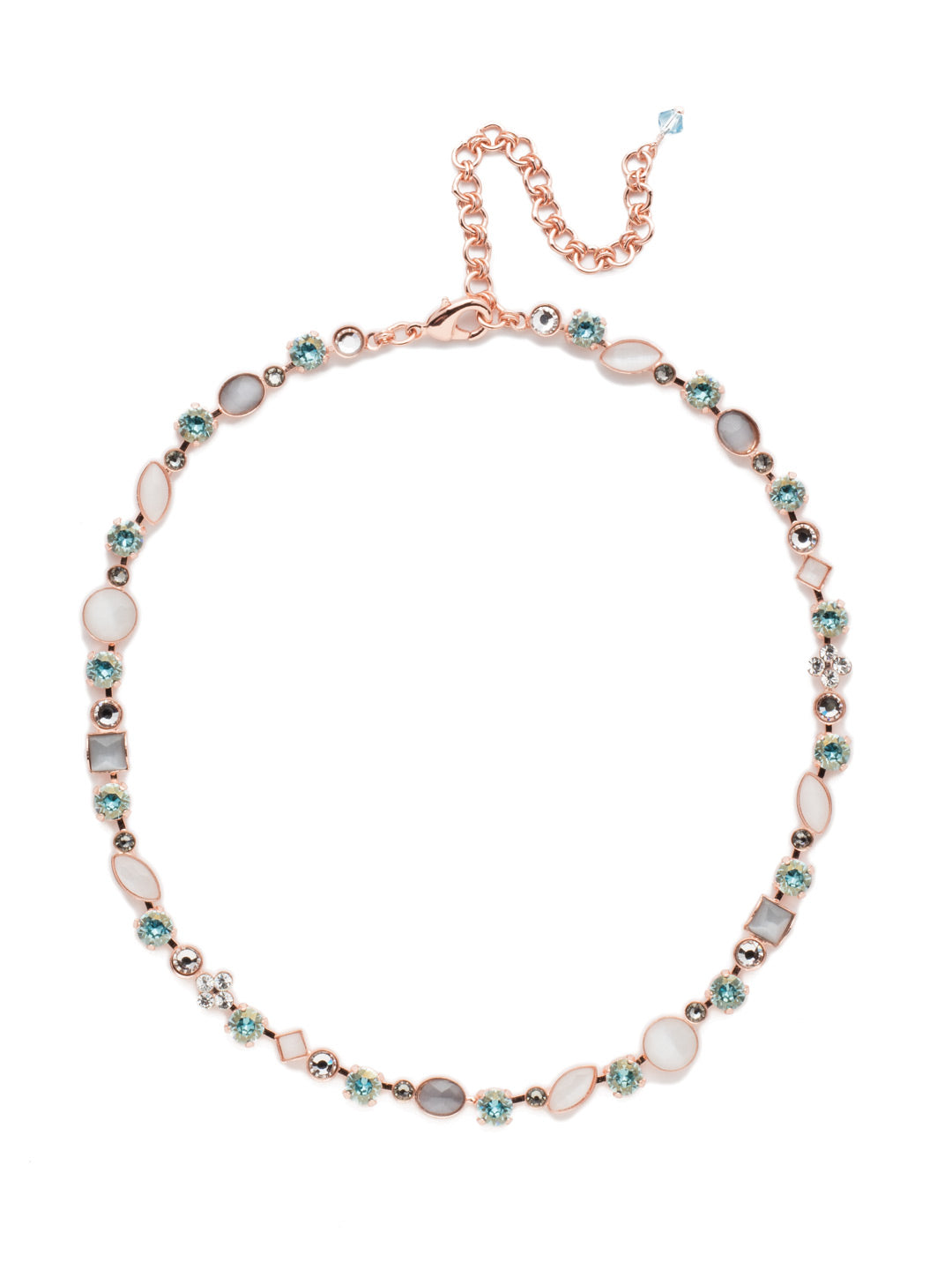 Classic Tee-Shirt Tennis Necklace - NAQ3RGCAZ - Can't find anything to pair with your favorite tee? Look no further! Our Classic Tee-Shirt Necklace features multi-cut crystal and cabochon stones to give you the perfect casual sparkle. From Sorrelli's Crystal Azure collection in our Rose Gold-tone finish.