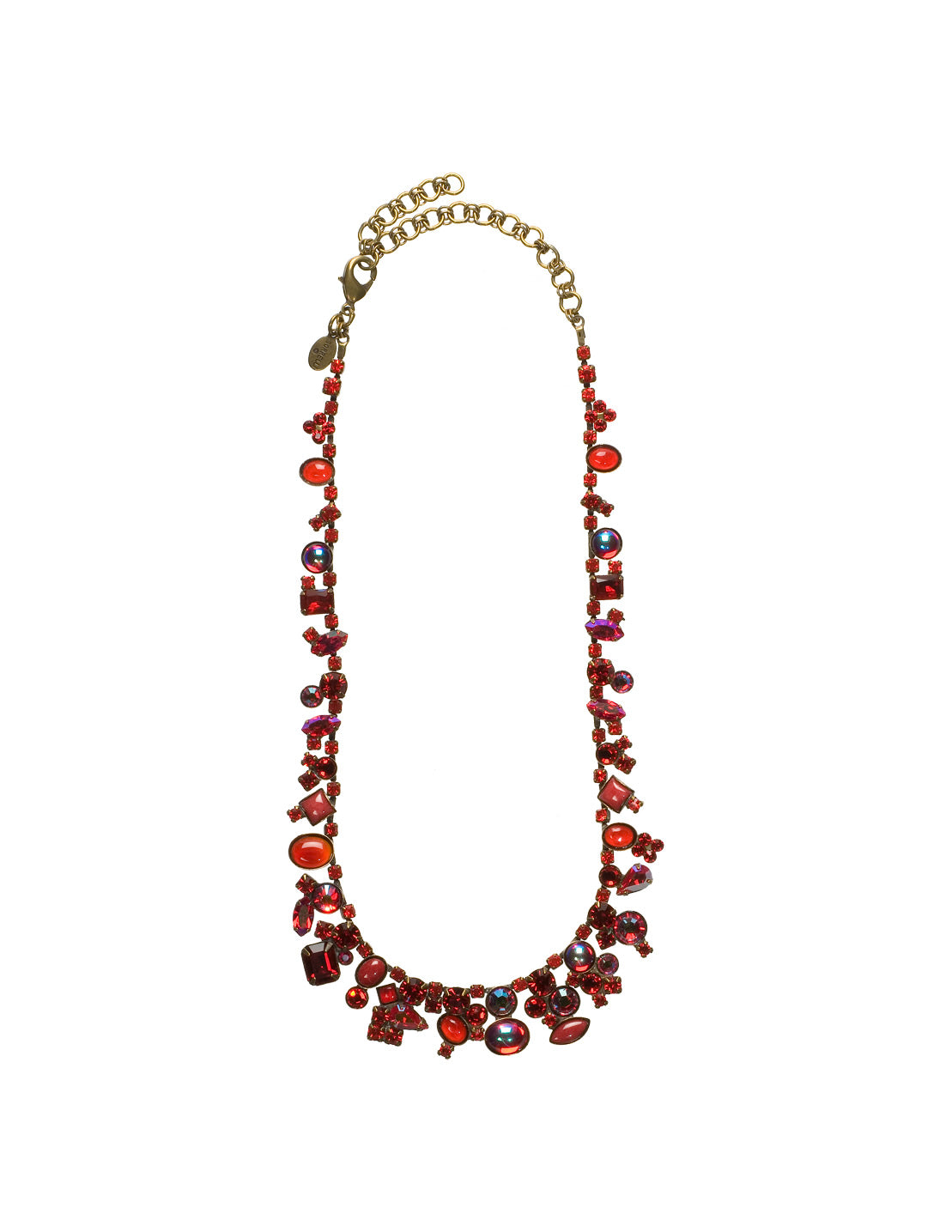Colette Tennis Necklace - NAX8AGCB - classic necklace From Sorrelli's Cranberry collection in our Antique Gold-tone finish.