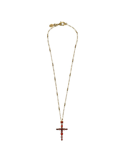 Cruz Pendant Necklace - NBA12AGCB - The Cruz Cross Pendant Necklace is embezzeled with beautuilf crystals. Perfect for any occasion. From Sorrelli's Cranberry collection in our Antique Gold-tone finish.