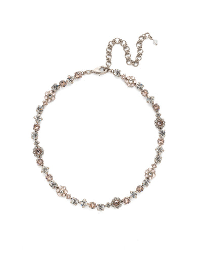 Classic Floral Tennis Necklace - NBE2ASPLS - <p>Put an extra spring in your step! This classic necklace features a combination of round and floral cluster crystals to add a sweet romantic touch to your everyday look. From Sorrelli's Soft Petal collection in our Antique Silver-tone finish.</p>
