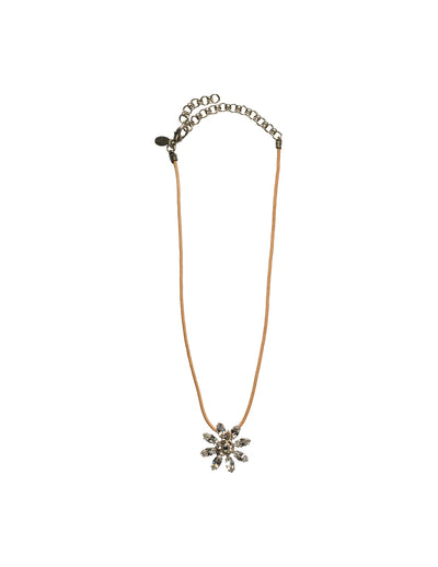 Medium Flower Pendant Necklace - NBF15ASSNB - <p>The flower shaped pendant is designed with a beautiful round crystal surronded by navette crystals. From Sorrelli's Snow Bunny collection in our Antique Silver-tone finish.</p>