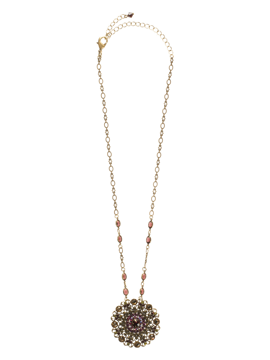 Mystical Filigree Pendant Necklace - NBP35AGTAP - The Mystical Filigree Pendant necklace is a beautiful statement piece; intricate metalwork and sparkling crystals create a timeless piece that can be worn for decades. From Sorrelli's Tapestry collection in our Antique Gold-tone finish.