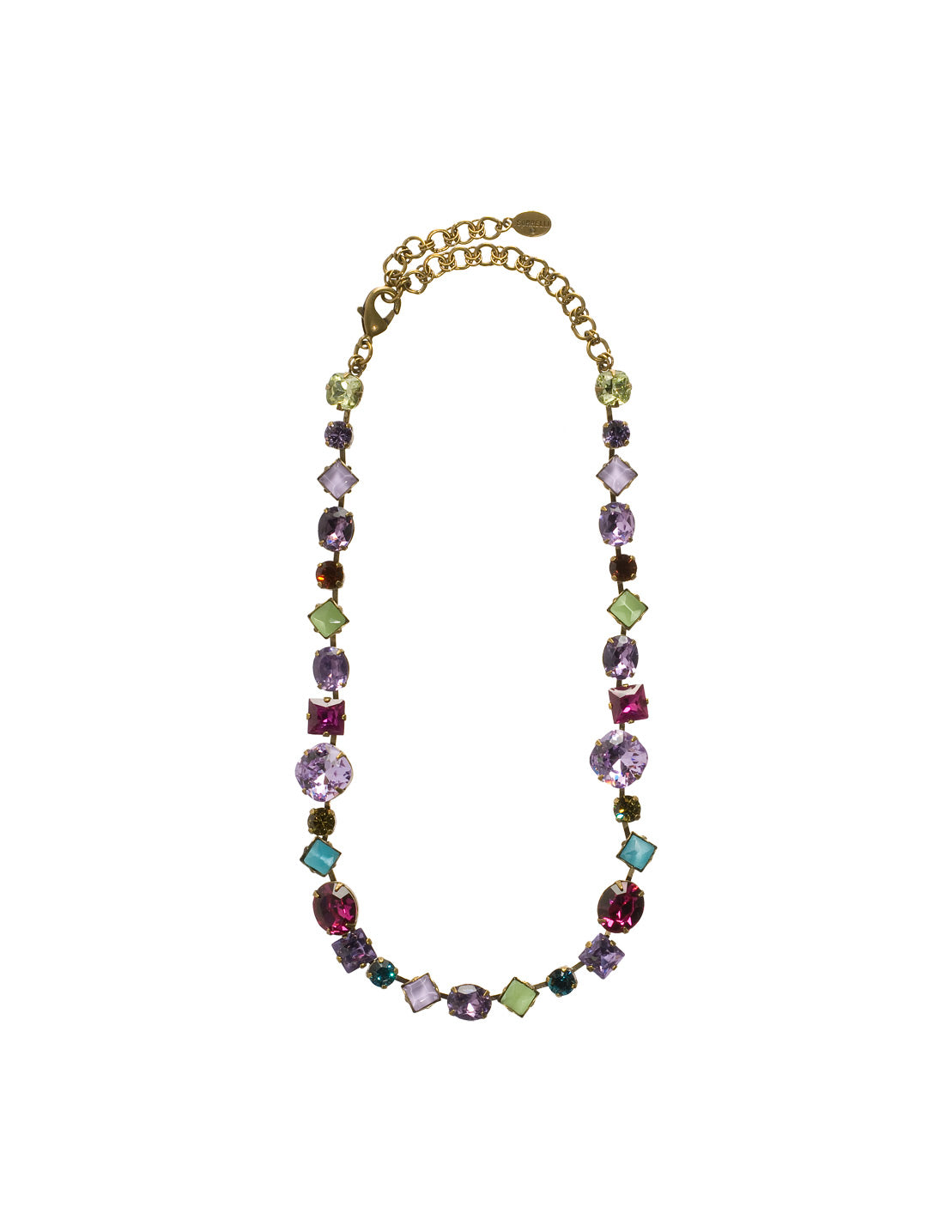 Bold Multi Shaped Large Crystal Necklace Classic Necklace - NBP3AGHAR - A classic Sorrelli style to make a statement or wear everyday. From Sorrelli's Harmony collection in our Antique Gold-tone finish.