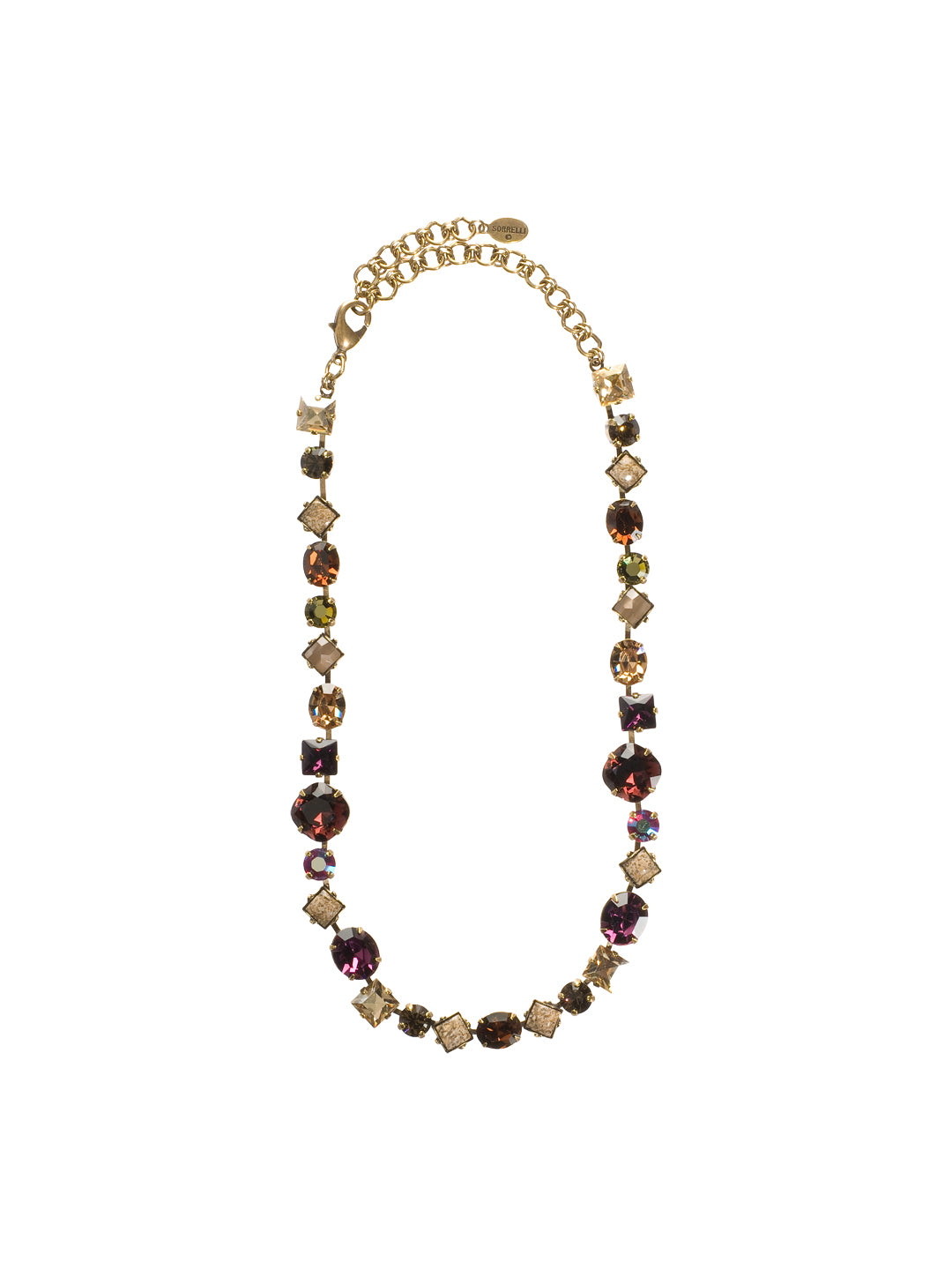 Bold Multi Shaped Large Crystal Necklace Classic Necklace - NBP3AGTAP - A classic Sorrelli style to make a statement or wear everyday. From Sorrelli's Tapestry collection in our Antique Gold-tone finish.