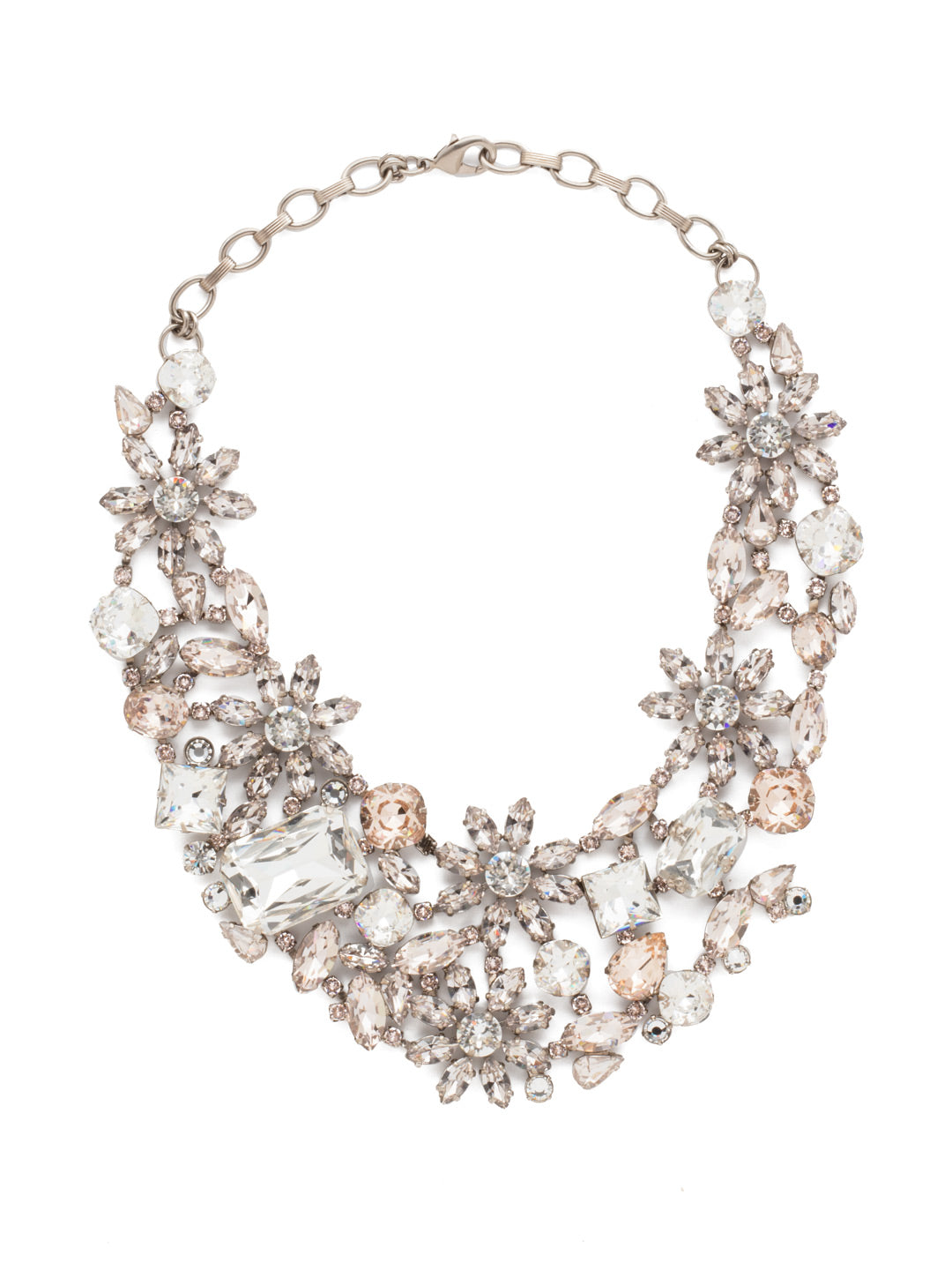Floral Collar Statement Necklace - NBT56ASPLS - <p>Make a Statement with this floral patterned stunner that's sure to turn heads! From Sorrelli's Soft Petal collection in our Antique Silver-tone finish.</p>