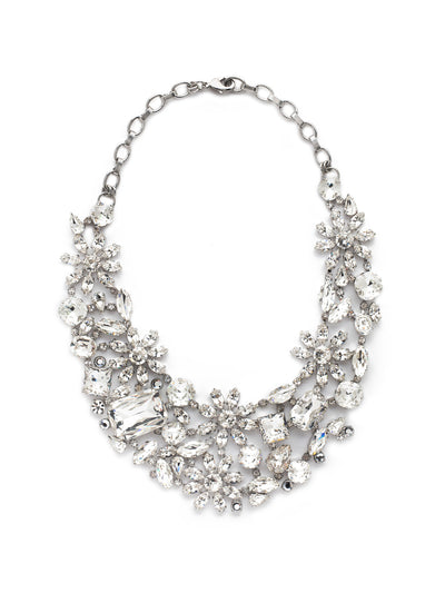 Floral Collar Statement Necklace - NBT56PDCRY - <p>Make a Statement with this floral patterned stunner that's sure to turn heads! From Sorrelli's Crystal collection in our Palladium finish.</p>