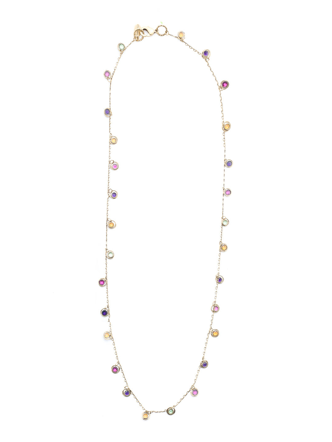 Crystal Channel Long Necklace - NBX3AGVO - <p>This long strand features a dainty, twisted chain adorned with round crystal channels for all around shine. From Sorrelli's Volcano collection in our Antique Gold-tone finish.</p>