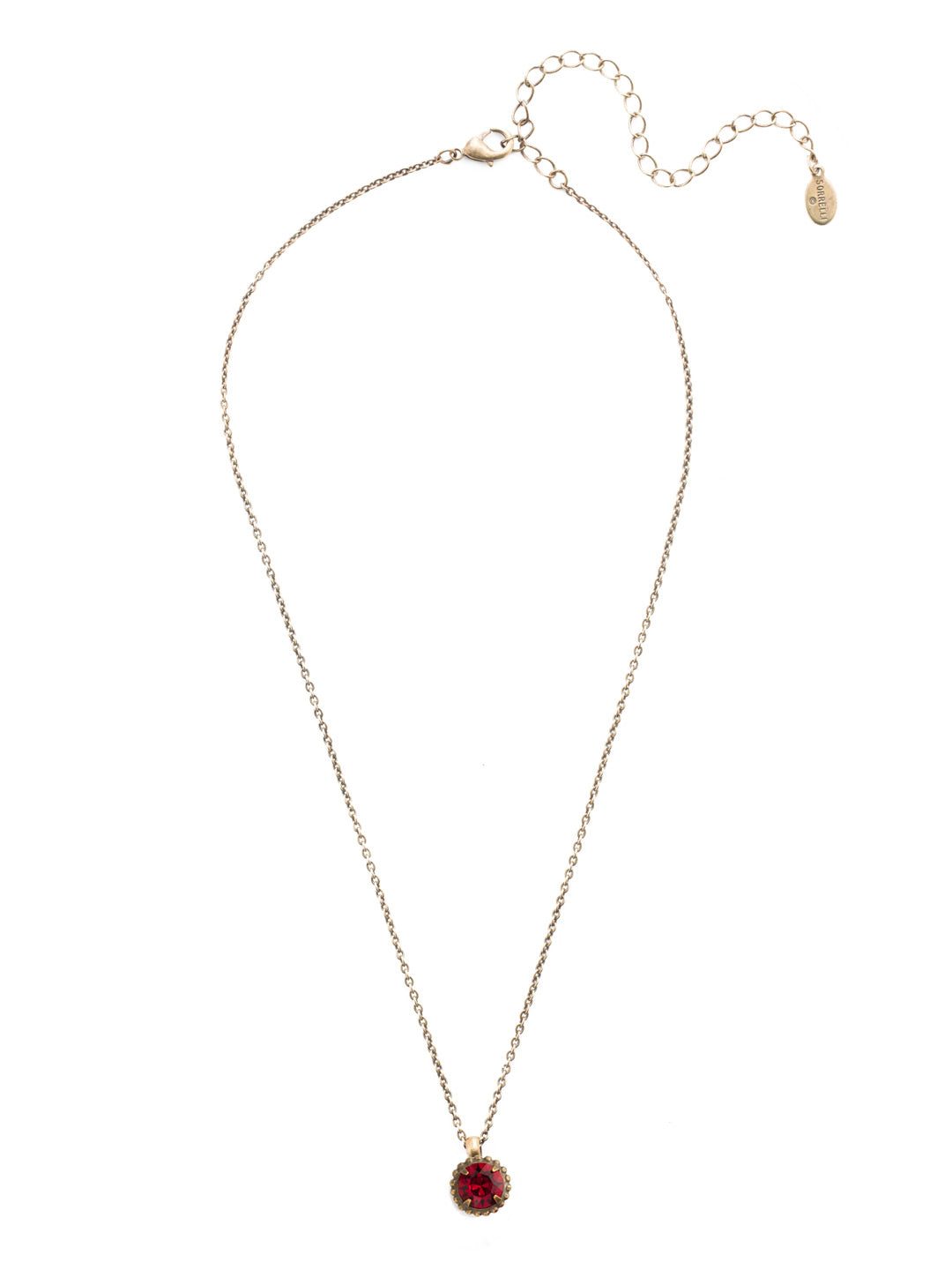 Simplicity Pendant Necklace - NBY38AGSI - <p>Perfect for any day! The Simplicity Pendant Necklace features a round cut crystal with vintage edging. From Sorrelli's Siam collection in our Antique Gold-tone finish.</p>