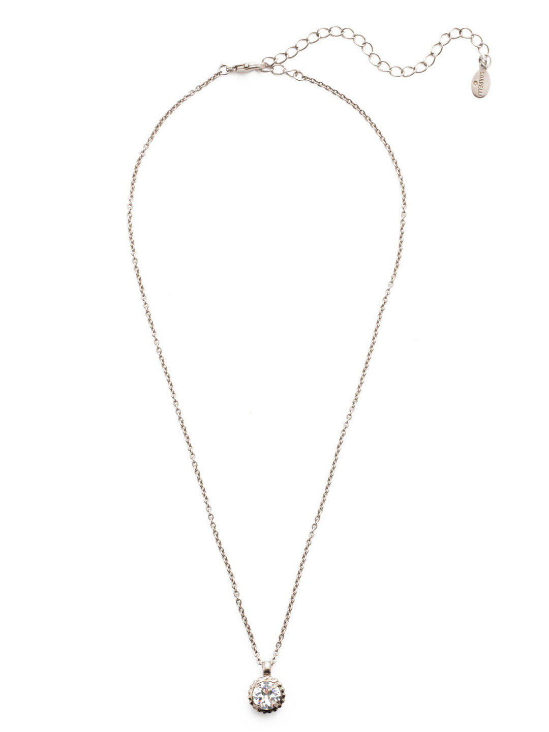 Simplicity Pendant Necklace - NBY38ASCRY - <p>Perfect for any day! The Simplicity Pendant Necklace features a round cut crystal with vintage edging. From Sorrelli's Crystal collection in our Antique Silver-tone finish.</p>