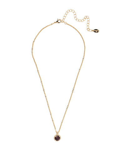 Simplicity Pendant Necklace - NBY38BGBUR - <p>Perfect for any day! The Simplicity Pendant Necklace features a round cut crystal with vintage edging. From Sorrelli's Burgundy collection in our Bright Gold-tone finish.</p>