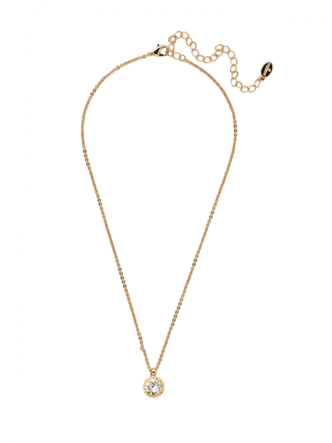 Simplicity Pendant Necklace - NBY38BGCRY - <p>Perfect for any day! The Simplicity Pendant Necklace features a round cut crystal with vintage edging. From Sorrelli's Crystal collection in our Bright Gold-tone finish.</p>