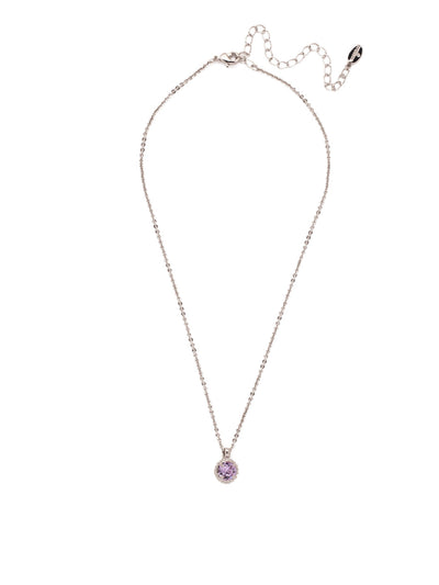 Simplicity Pendant Necklace - NBY38RHVI - <p>Perfect for any day! The Simplicity Pendant Necklace features a round cut crystal with vintage edging. From Sorrelli's Violet collection in our Palladium Silver-tone finish.</p>