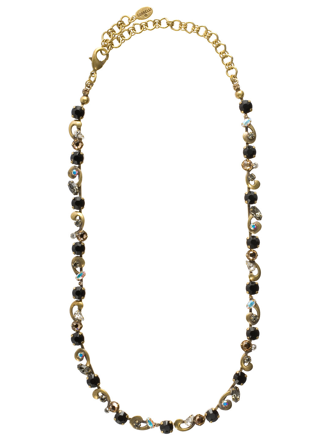 Classic Scroll Work Necklace Accented with Crystals - NCB1AGEM