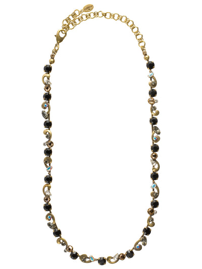 Classic Scroll Work Necklace Accented with Crystals - NCB1AGEM - <p>From Sorrelli's Evening Moon collection in our Antique Gold-tone finish.</p>