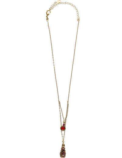 Beautiful Necklace with Crystalized Tear Drop Pendant - NCB47AGCB -  From Sorrelli's Cranberry collection in our Antique Gold-tone finish.
