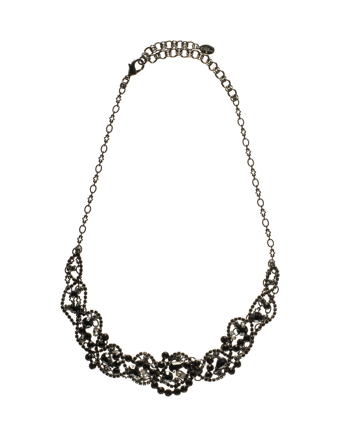 Intertwined Crystal Necklace - NCE7GMMMO -  From Sorrelli's Midnight Moon collection in our Gun Metal finish.
