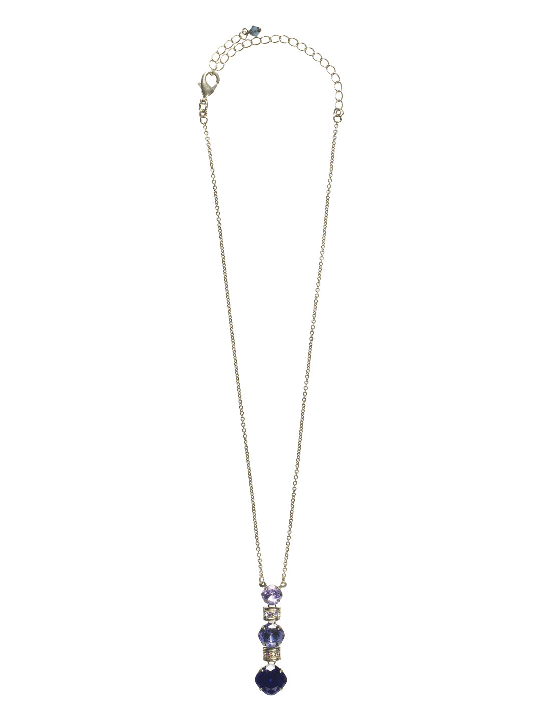 Three-Tiered Drop Crystal Pendant Necklace - NCF21ASHY