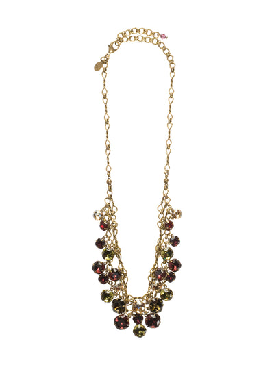 Glittering Double-Strand Crystal Bib Necklace Statment Necklace - NCF23AGTAP - A beautiful, statement-making bib style necklace that you can dress up or down. From Sorrelli's Tapestry collection in our Antique Gold-tone finish.