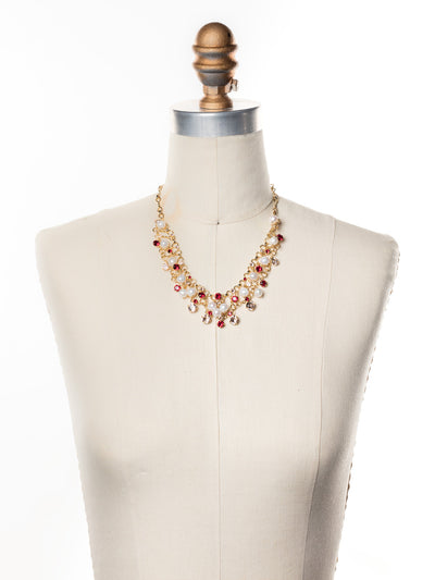 Clustered Crystal and Bead Tennis Necklace - NCF5BGSRC