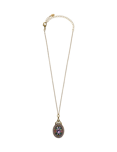 Crystallized Oval Pendant Pendant Necklace - NCG1AGHAR - This long-strand medallion necklace is all about intricate sparkle. From Sorrelli's Harmony collection in our Antique Gold-tone finish.