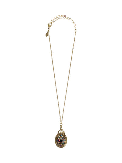 Crystallized Oval Pendant Pendant Necklace - NCG1AGTAP - This long-strand medallion necklace is all about intricate sparkle. From Sorrelli's Tapestry collection in our Antique Gold-tone finish.