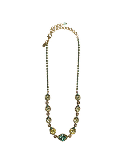 Crystal Strand Necklace Tennis Necklace - NCG3AGWL - This strand necklace is riveting with round sparkle throughout. From Sorrelli's Water Lily collection in our Antique Gold-tone finish.