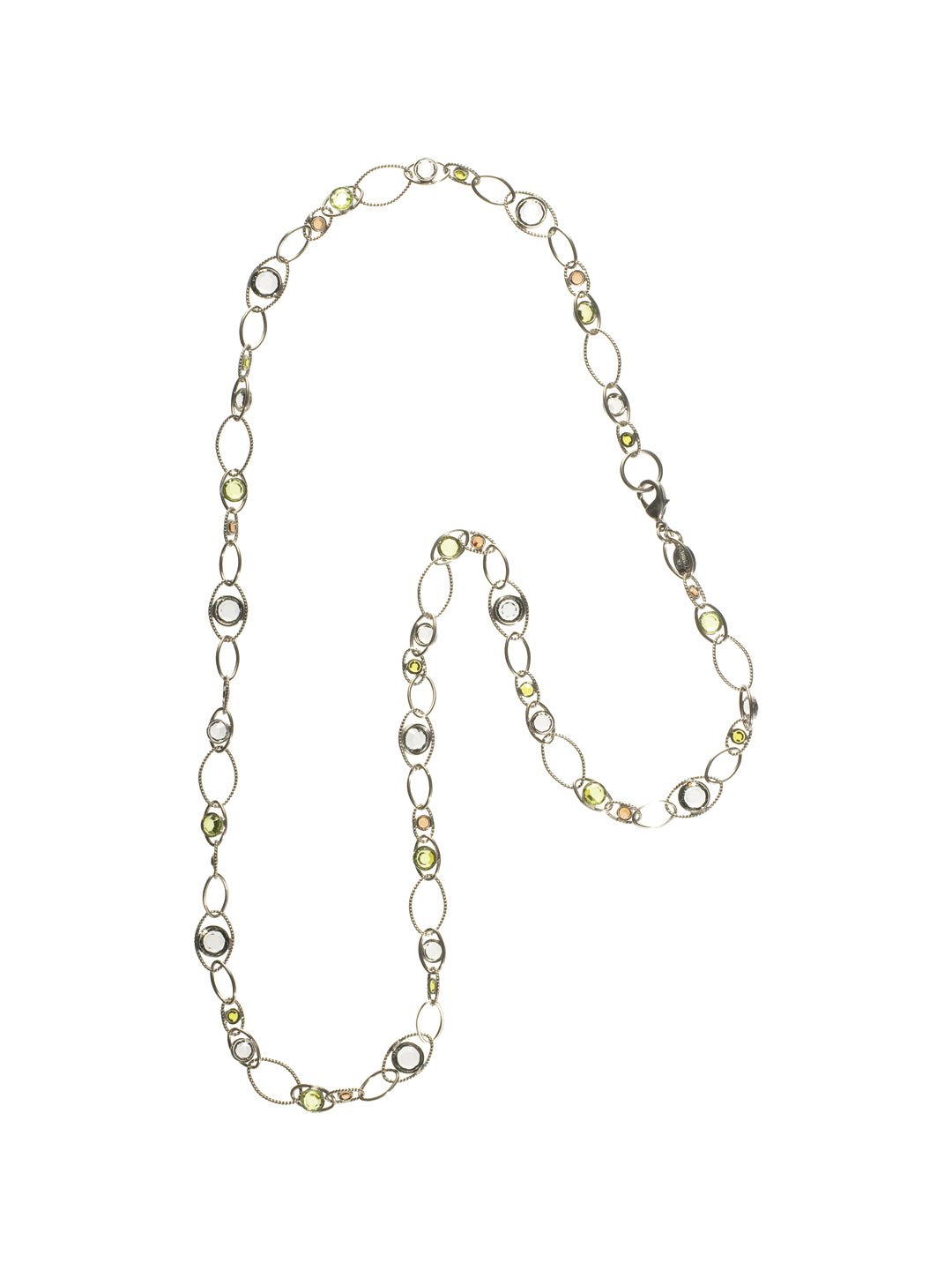 Crystal and Chain Linked Long Strand Necklace Long Necklace - NCG4ASCJ - Layered or stand alone this crystal channel necklace is perfect for everyday wear. From Sorrelli's Concrete Jungle collection in our Antique Silver-tone finish.