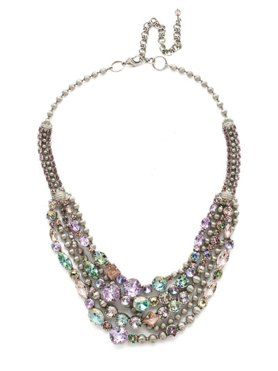 Red Carpet Layering Necklace - NCK50ASLPA - <p>Decorative embellished chains surround clusters of stunning round gems in this layered-look necklace. From Sorrelli's Lilac Pastel collection in our Antique Silver-tone finish.</p>