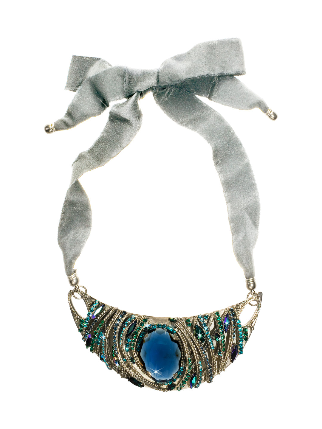 Cyclops Crescent Bib Necklace Pendant Necklace - NCK9ASEMC - <p>A classic Sorrelli style to make a statement or wear everyday. From Sorrelli's Emerald City collection in our Antique Silver-tone finish.</p>