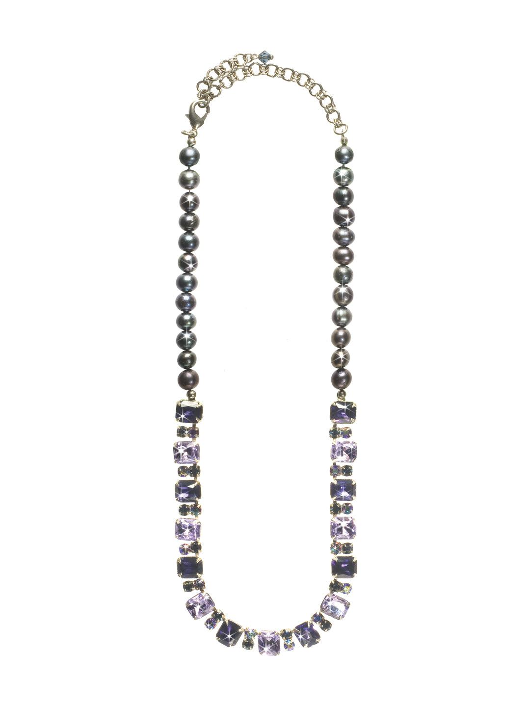Sparkle Squared Necklace - NCM10ASHY - <p>Get your daily fill of elegance and shine. Square- and circle-cut gems combined with classic pearls make this necklace the perfect recipe for fabulous! From Sorrelli's Hydrangea collection in our Antique Silver-tone finish.</p>