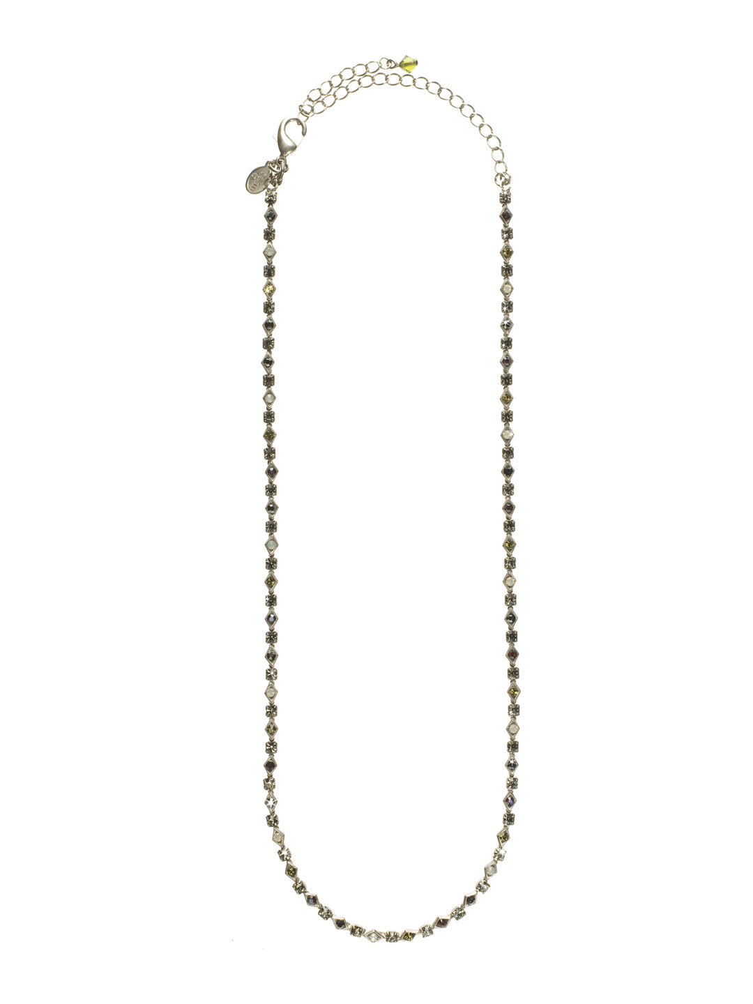 Delicate Drapery Necklace Long Necklace - NCM4ASCJ - Drape yourself in elegance and sparkle with this long necklace. Delicate square, diamond, and round shaped crystals catch the light as you work the room. From Sorrelli's Concrete Jungle collection in our Antique Silver-tone finish.