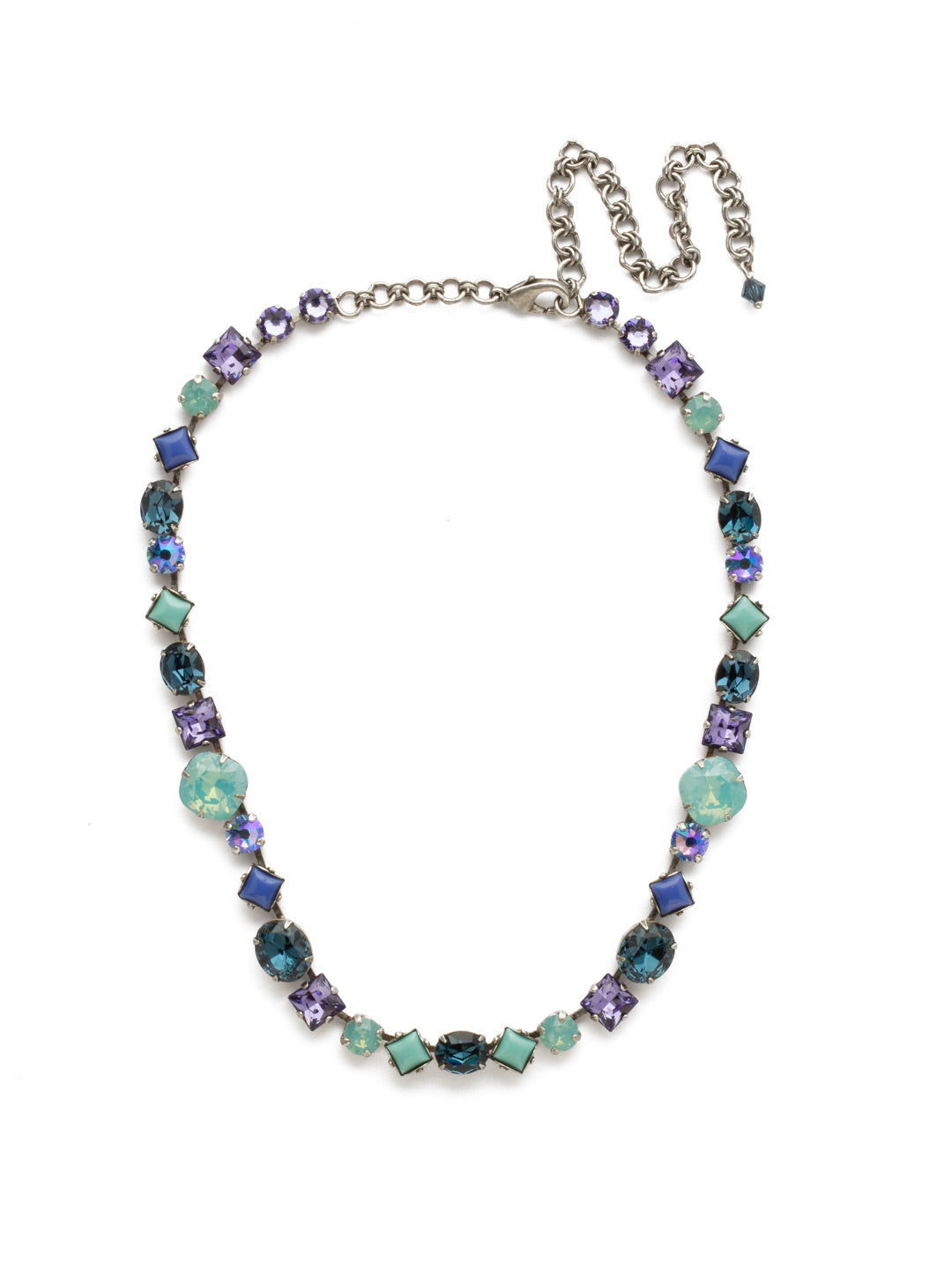 Heather Necklace - NCP36ASMLS - Oval, square, cushion cut and round crystals mix it up with diamond shaped cabochons in this classic Sorrelli line necklace.