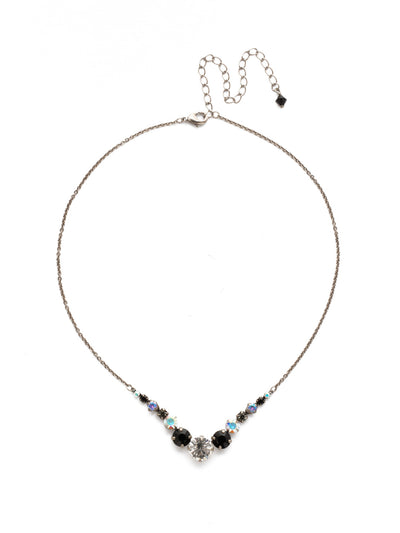London Tennis Necklace - NCQ14ASBLT - <p>A long, simple chain paired with gorgeous round stones is exactly what every girl needs to dress things up. This round stone necklace is perfect for layering, or to just wear alone. Let the simple sparkle take over. From Sorrelli's Black Tie collection in our Antique Silver-tone finish.</p>