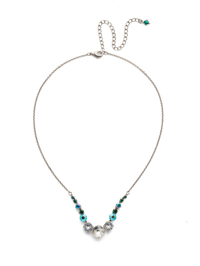 London Tennis Necklace - NCQ14ASSNM - A long, simple chain paired with gorgeous round stones is exactly what every girl needs to dress things up. This round stone necklace is perfect for layering, or to just wear alone. Let the simple sparkle take over. From Sorrelli's Snowy Moss collection in our Antique Silver-tone finish.