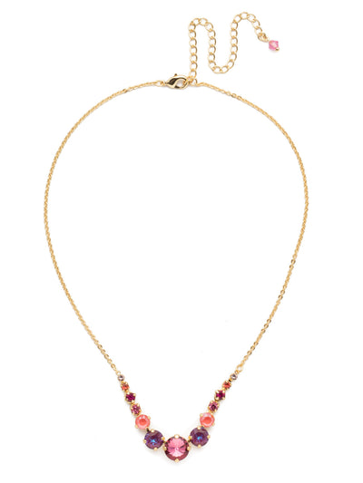 London Tennis Necklace - NCQ14BGBGA - A long, simple chain paired with gorgeous round stones is exactly what every girl needs to dress things up. This round stone necklace is perfect for layering, or to just wear alone. Let the simple sparkle take over. From Sorrelli's Begonia collection in our Bright Gold-tone finish.