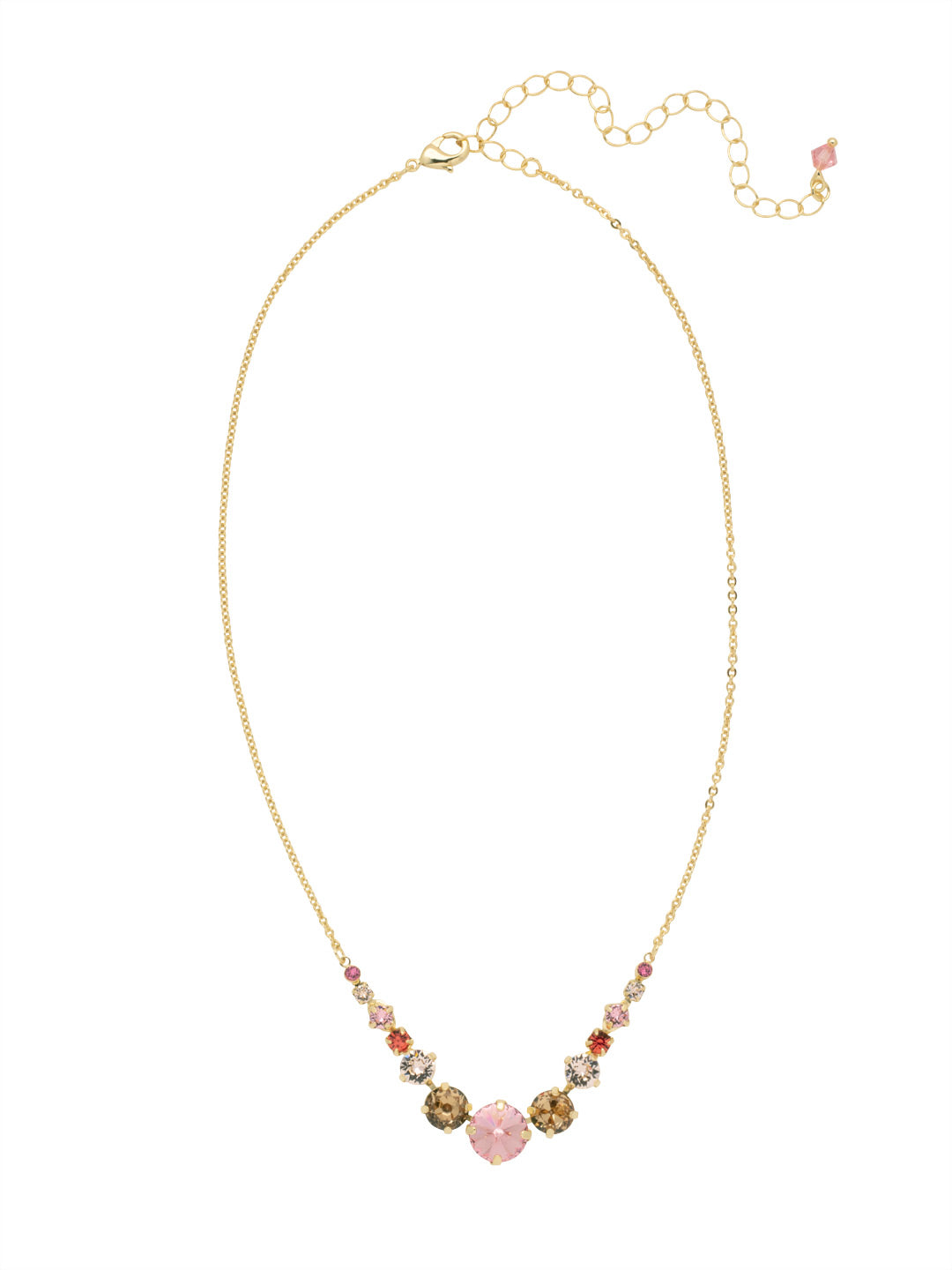 London Tennis Necklace - NCQ14BGFSK - <p>A long, simple chain paired with gorgeous round stones is exactly what every girl needs to dress things up. This round stone necklace is perfect for layering, or to just wear alone. Let the simple sparkle take over. From Sorrelli's First Kiss collection in our Bright Gold-tone finish.</p>